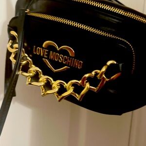 Love Moschino Black and Gold Crossbody Bag